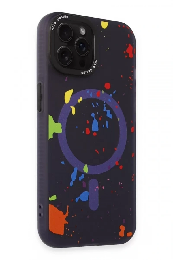 Apple iPhone 14 Pro Colorful Magsafe Kapak - Derin Mor