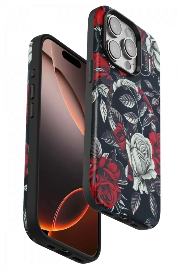 Apple iPhone 14 Pro Flower Series Magsafe Kapak - Siyah