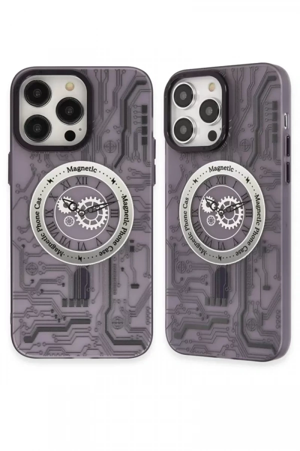 Apple iPhone 14 Pro Kılıf Apollo Magneticsafe Desenli Kapak - Apollo Mor - 5