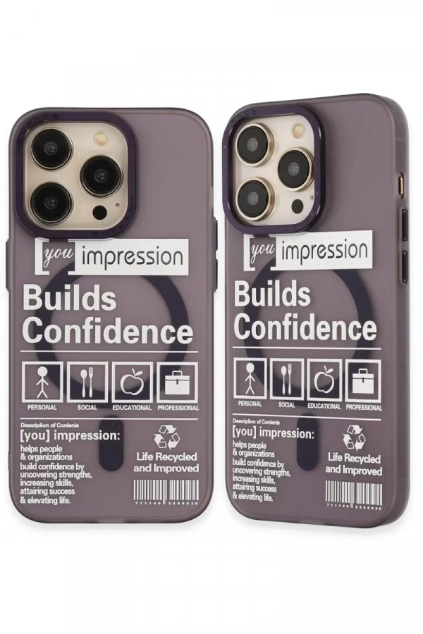 Apple iPhone 14 Pro Kılıf Apollo Magneticsafe Desenli Kapak - Apollo Mor - 6