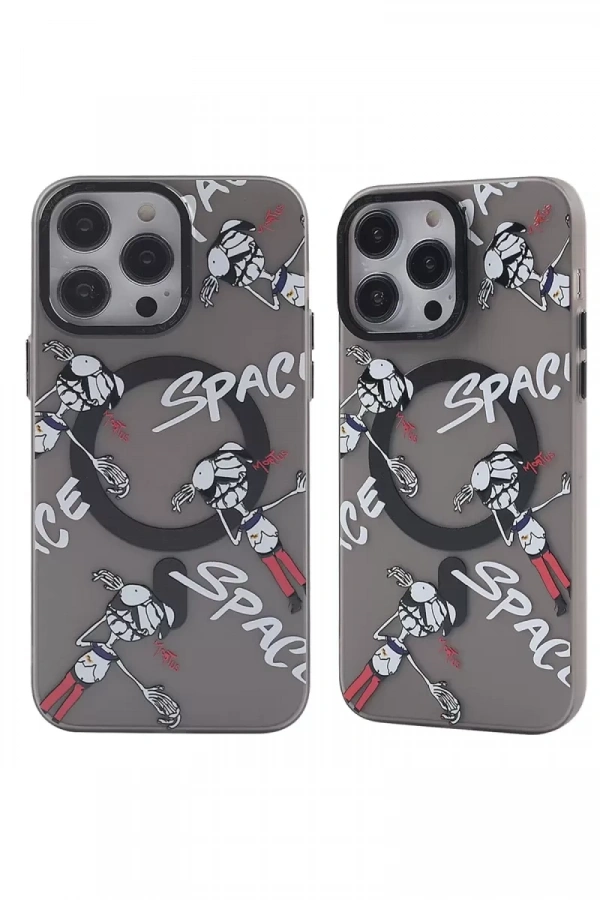 Apple iPhone 14 Pro Kılıf Apollo Magneticsafe Desenli Kapak - Apollo Siyah - 3