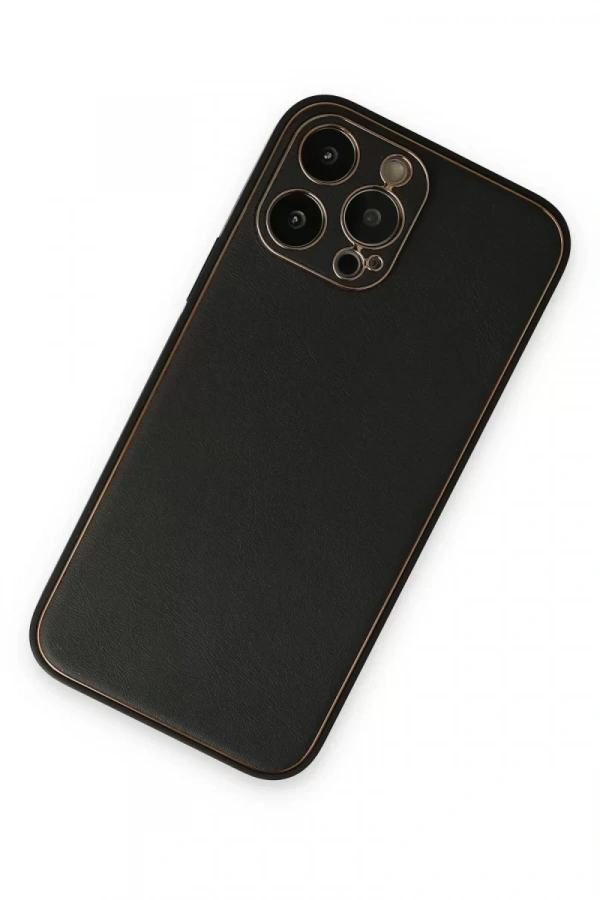 Apple iPhone 14 Pro Kılıf Coco Deri Silikon Kapak - Siyah