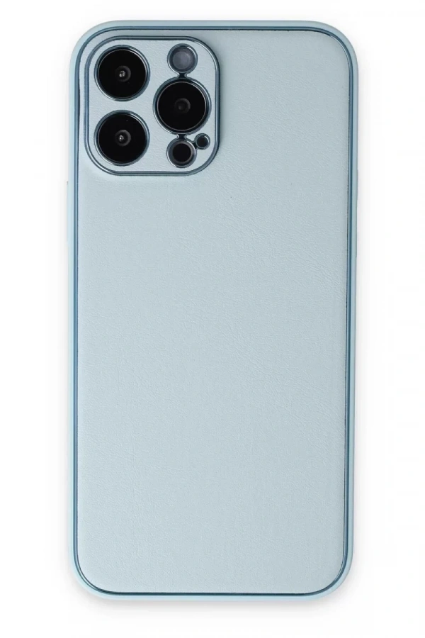 Apple iPhone 14 Pro Kılıf Coco Deri Silikon Kapak - Sky Blue