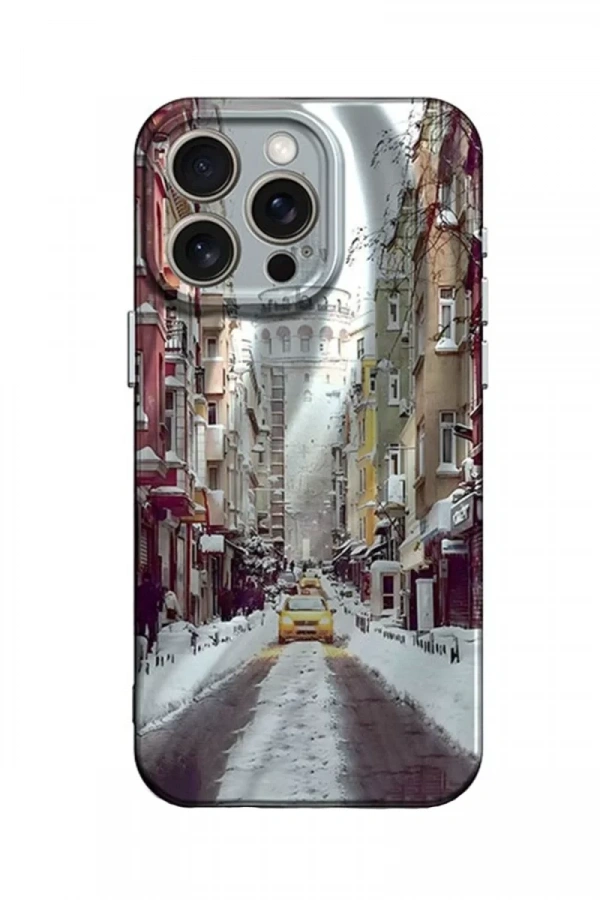 Apple iPhone 14 Pro Kılıf Crew Desenli Kapak - Galata Kulesi