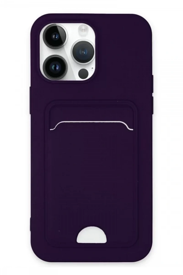 Apple iPhone 14 Pro Kılıf Kelvin Kartvizitli Silikon - Derin Mor