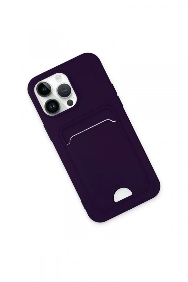 Apple iPhone 14 Pro Kılıf Kelvin Kartvizitli Silikon - Derin Mor