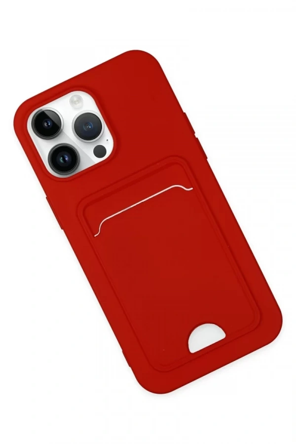 Apple iPhone 14 Pro Kılıf Kelvin Kartvizitli Silikon - Kırmızı