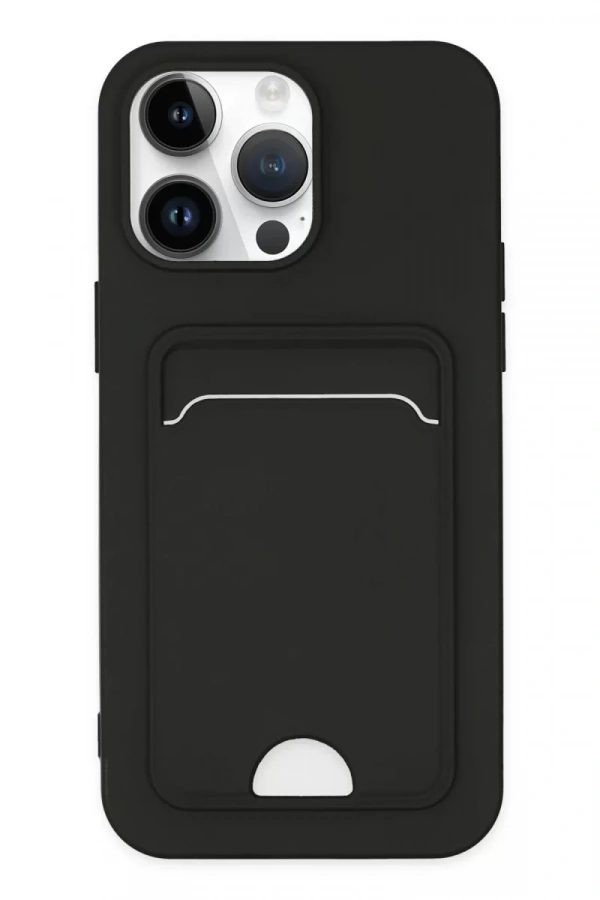 Apple iPhone 14 Pro Kılıf Kelvin Kartvizitli Silikon - Siyah