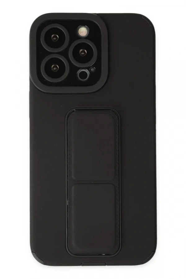 Apple iPhone 14 Pro Kılıf Mega Standlı Silikon - Siyah