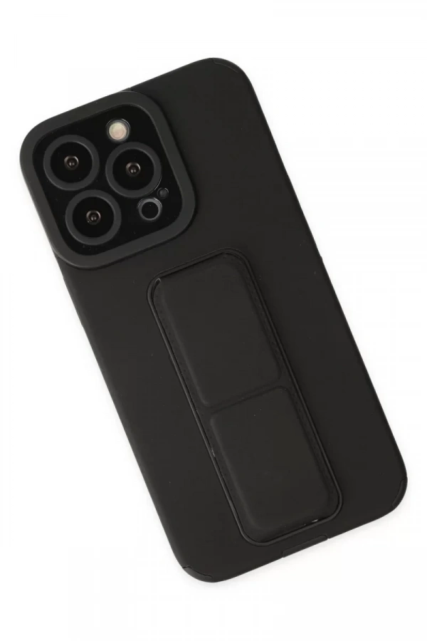 Apple iPhone 14 Pro Kılıf Mega Standlı Silikon - Siyah