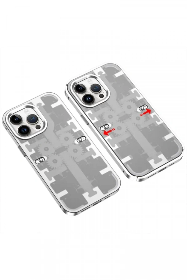 Apple iPhone 14 Pro Kılıf Mekanik Bumper Kapak - Gümüş