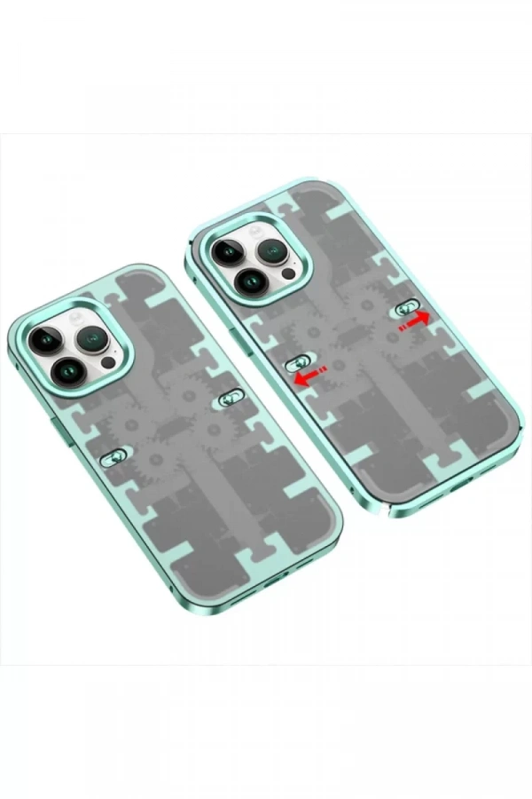 Apple iPhone 14 Pro Kılıf Mekanik Bumper Kapak - Yeşil