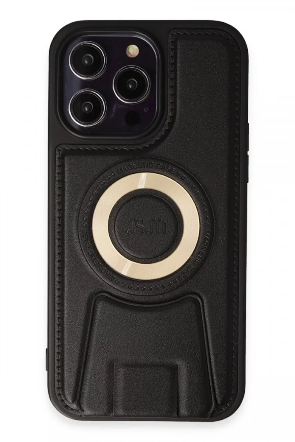 Apple iPhone 14 Pro Kılıf Merkür Magneticsafe Standlı Kapak - Siyah