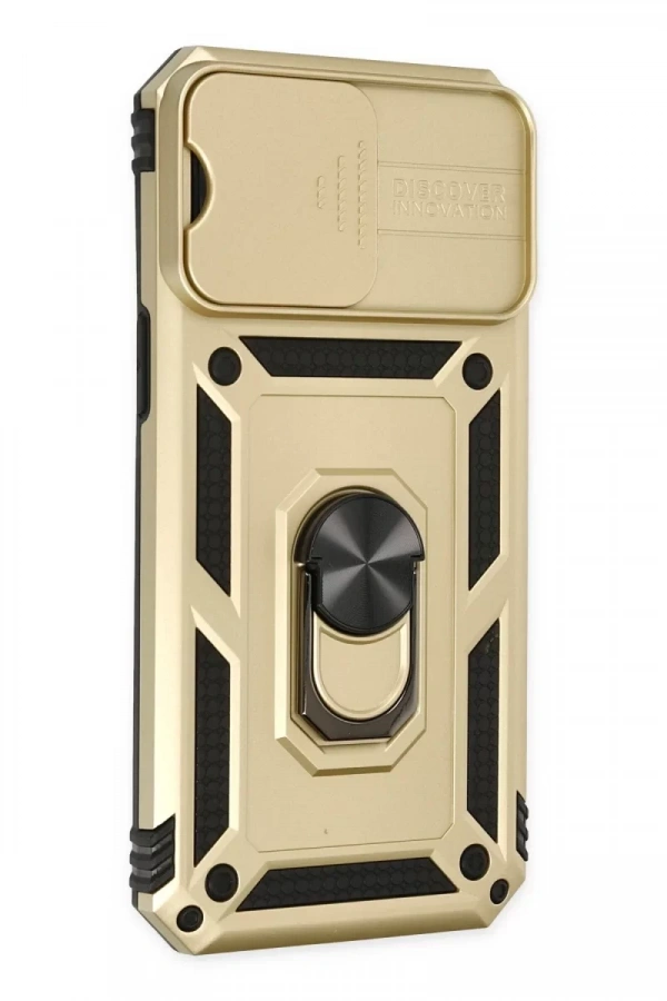 Apple iPhone 14 Pro Kılıf Pars Lens Yüzüklü Silikon - Gold
