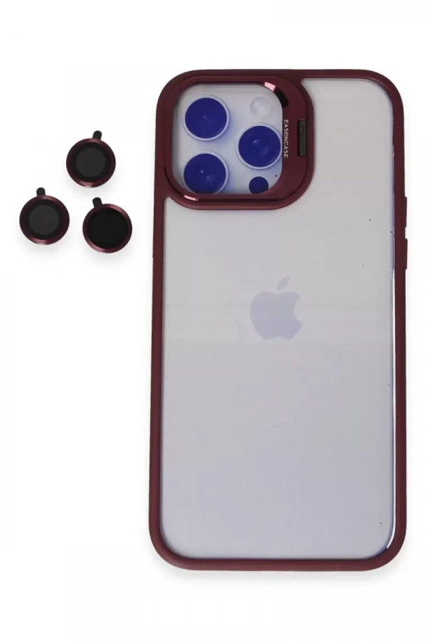Apple iPhone 14 Pro Kılıf Roblox Lens Standlı Kapak - Bordo