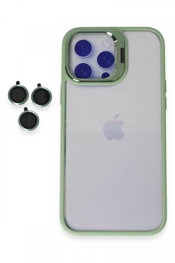 Apple iPhone 14 Pro Kılıf Roblox Lens Standlı Kapak - Yeşil