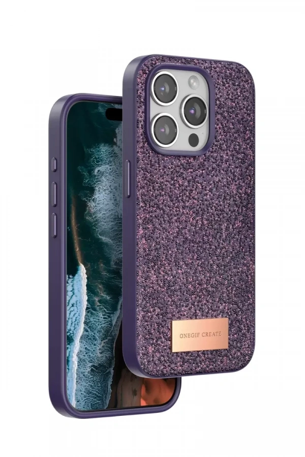 Apple iPhone 14 Pro Max Bright Simli Kapak - Derin Mor