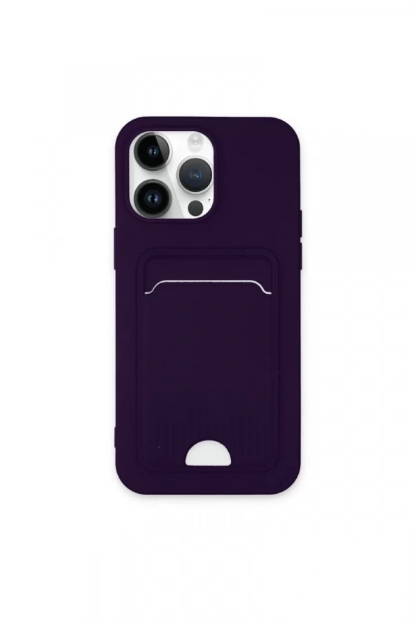 Apple iPhone 14 Pro Max Kılıf Kelvin Kartvizitli Silikon - Derin Mor