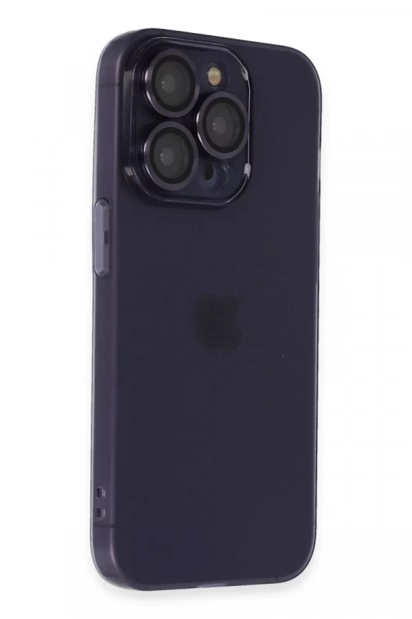 Apple iPhone 14 Pro Max Kılıf Luko Lens Silikon - Derin Mor