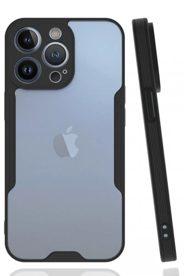 Apple iPhone 14 Pro Max Kılıf Platin Silikon - Siyah