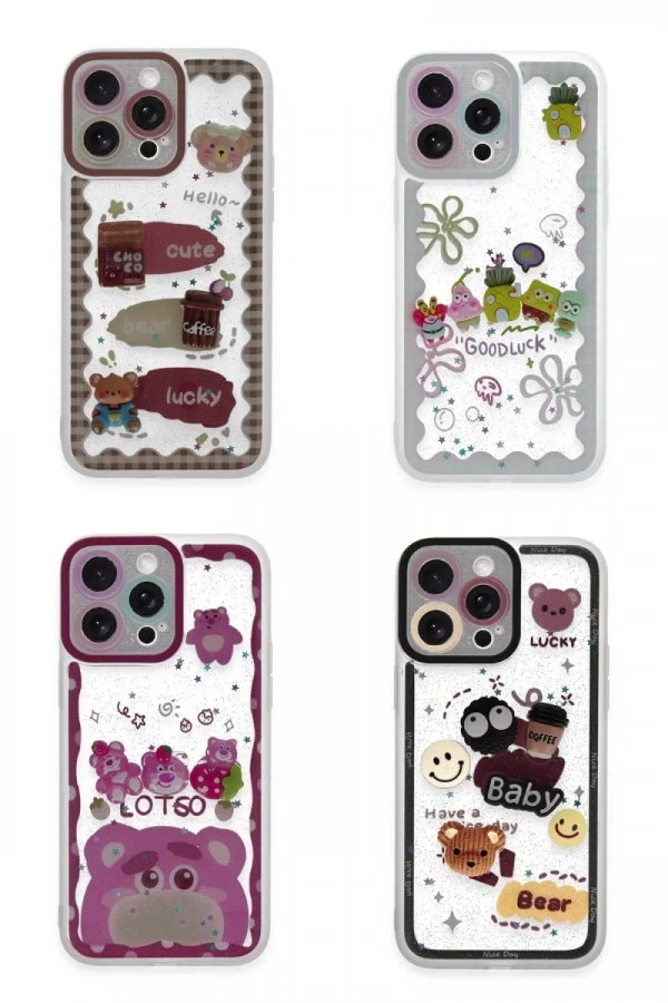 Apple iPhone 14 Pro Max Kılıf Sweet Desenli Silikon Kapak - Sarı