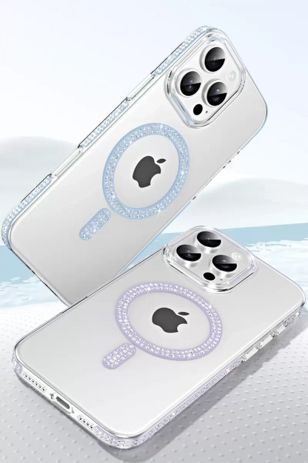 Apple iPhone 14 Pro Max Move Taşlı Magsafe Kapak - Lila