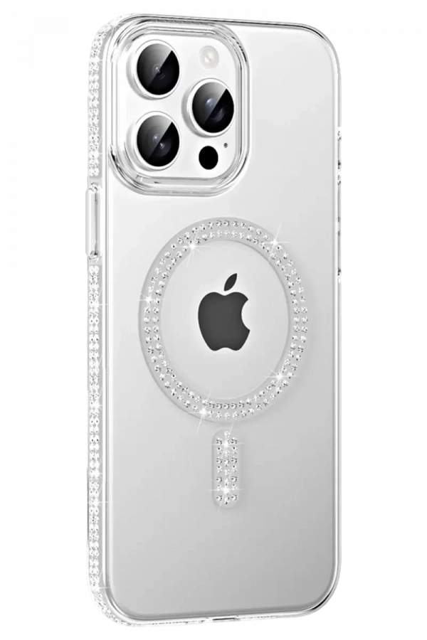 Apple iPhone 14 Pro Max Move Taşlı Magsafe Kapak - Natural Grey