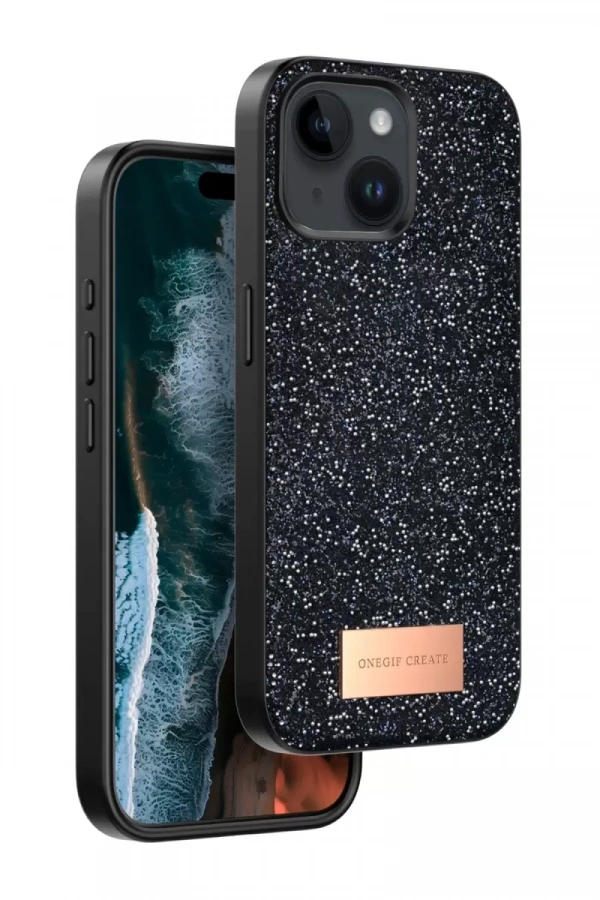 Apple iPhone 15 Bright Simli Kapak - Siyah