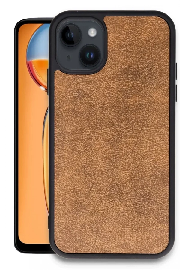 Apple iPhone 15 Kılıf Aras Deri Kapak - Taba