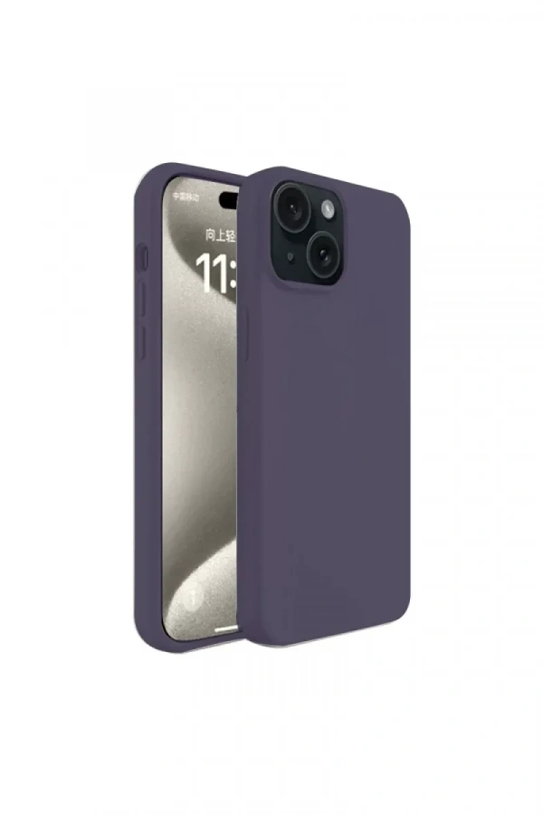 Apple iPhone 15 Kılıf First Silikon - Mürdüm