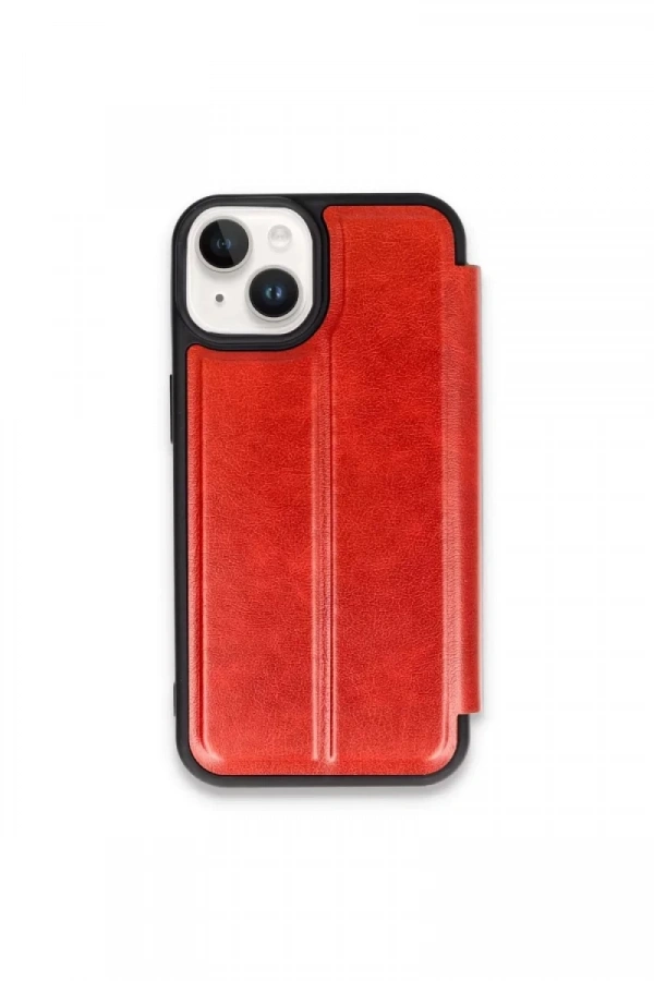 Apple iPhone 15 Kılıf Flip Cover - Kırmızı