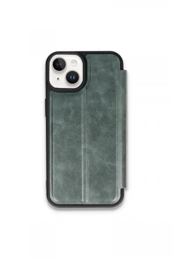 Apple iPhone 15 Kılıf Flip Cover - Koyu Yeşil