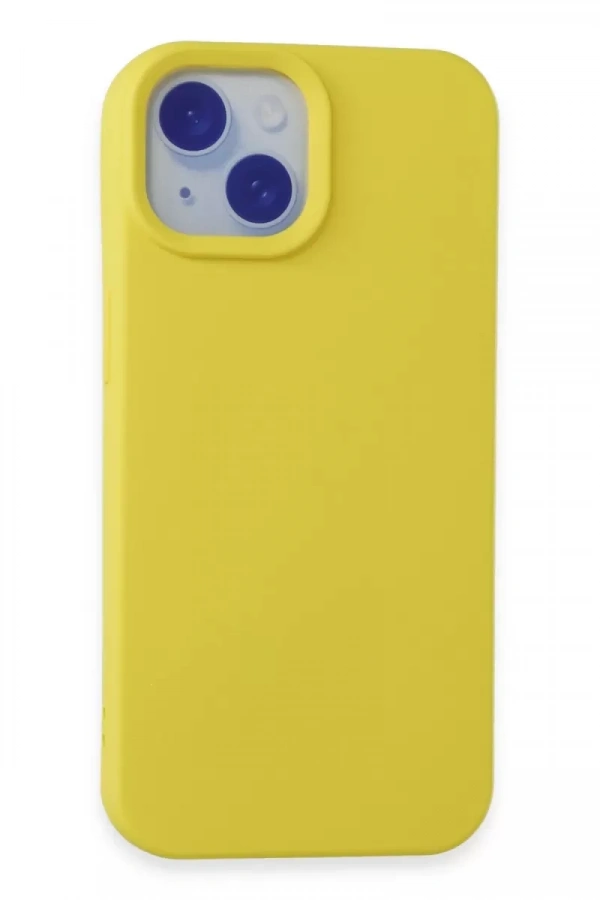 Apple iPhone 15 Kılıf Nano içi Kadife Silikon - Sarı