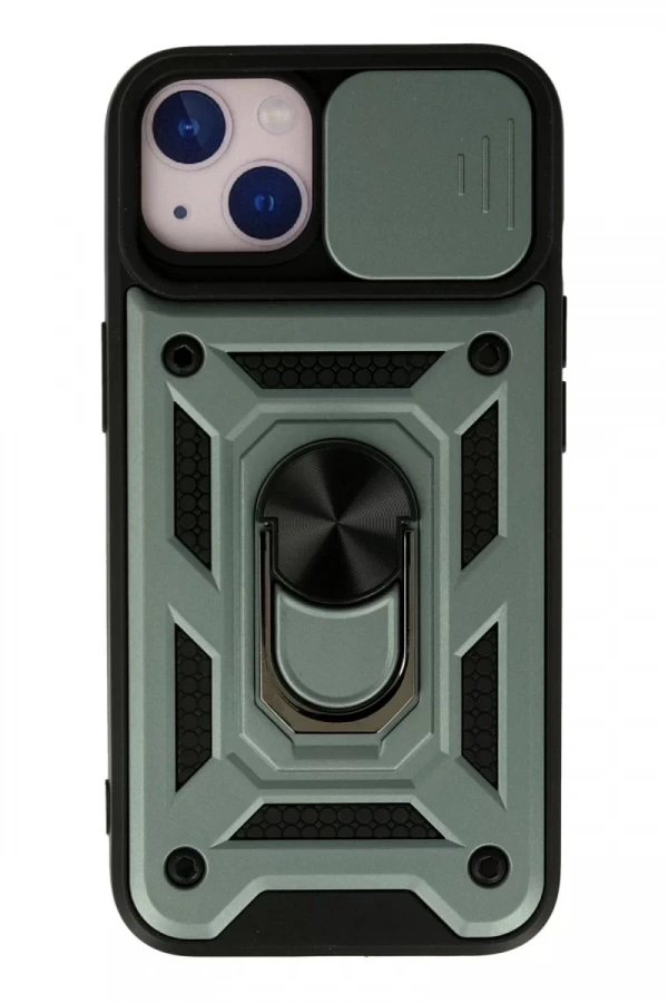 Apple iPhone 15 Kılıf Pars Lens Yüzüklü Silikon - Yeşil