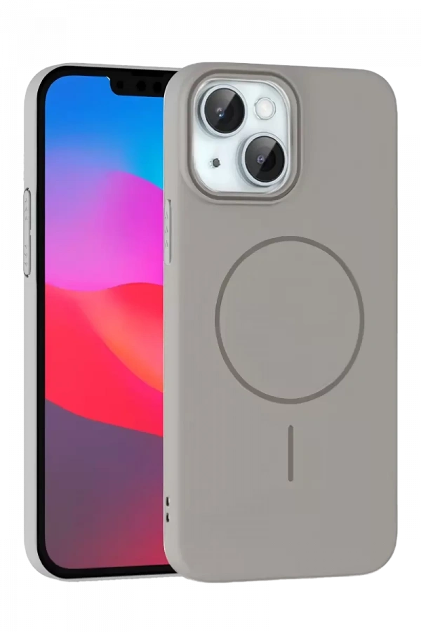 Apple iPhone 15 Plus Broş Magsafe Kapak - Titan Gri