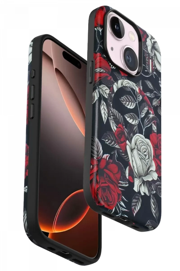 Apple iPhone 15 Plus Flower Series Magsafe Kapak - Siyah