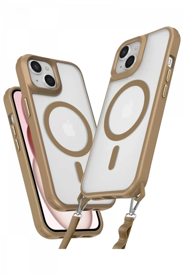 Apple iPhone 15 Plus Kılıf Enka Magsafe Silikon Kılıf - Desert