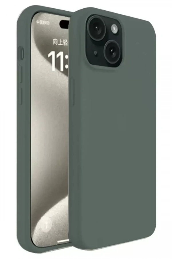 Apple iPhone 15 Plus Kılıf First Silikon - Koyu Yeşil