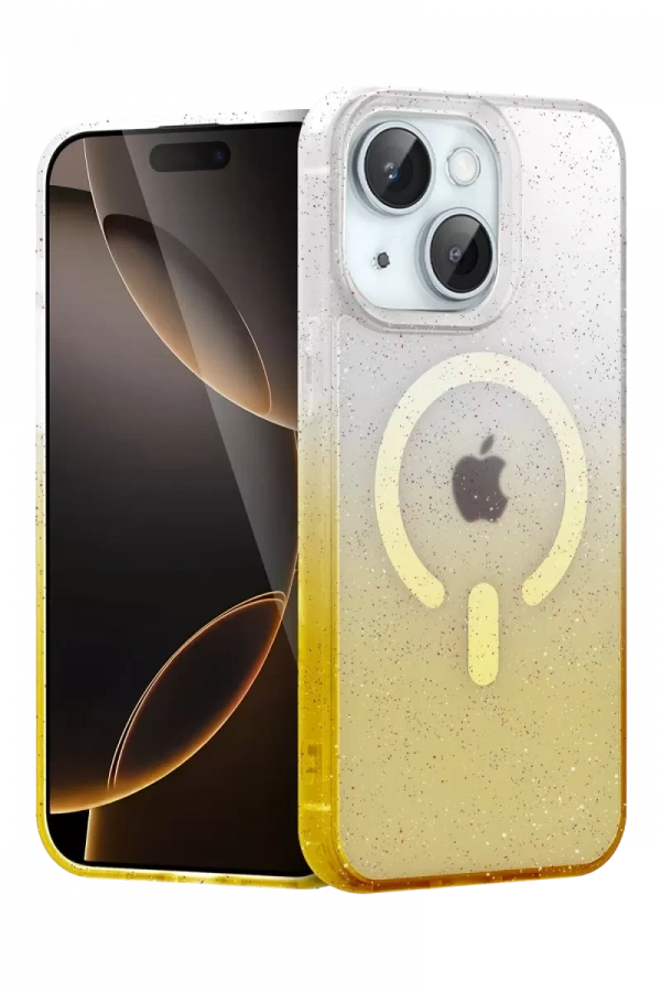 Apple iPhone 15 Plus Pummel Shiny Magsafe Kapak - Gold