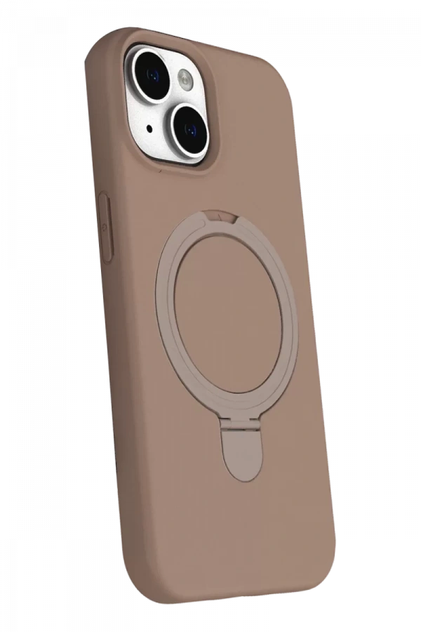 Apple iPhone 15 Plus Regal Magsafe Standlı Kapak - Çöl Titanyum
