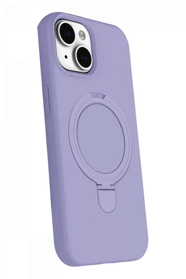 Apple iPhone 15 Plus Regal Magsafe Standlı Kapak - Lila