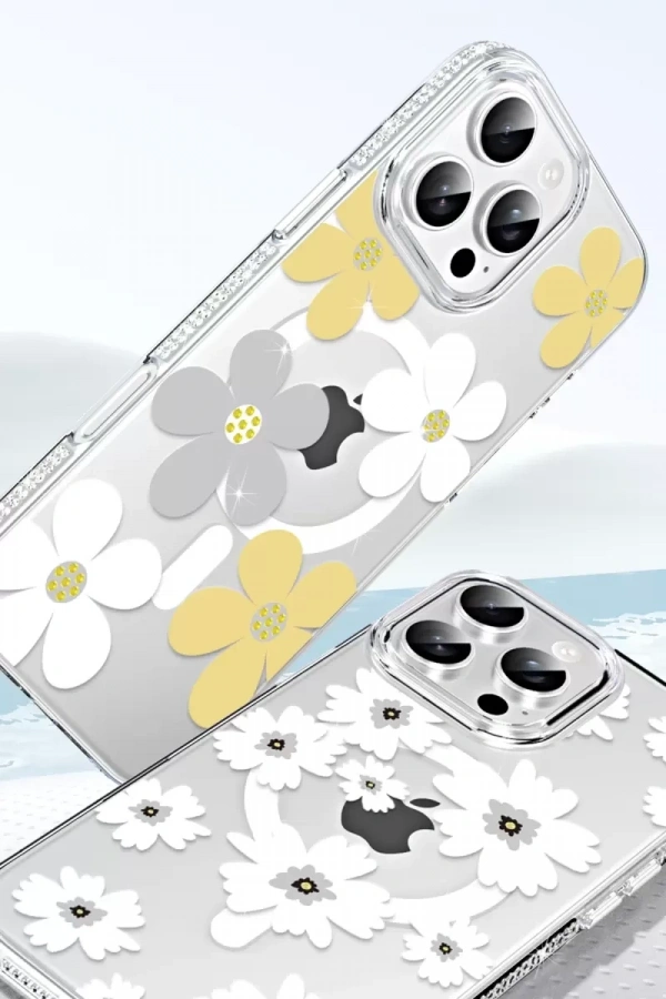 Apple iPhone 15 Pro Floral Magsafe Kapak - Turuncu