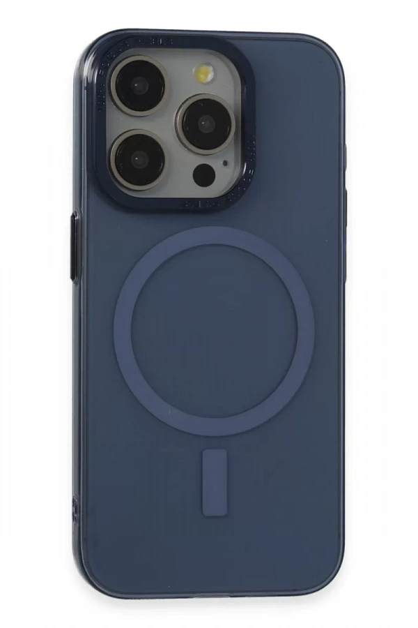 Apple iPhone 15 Pro Kılıf Anka PC Magneticsafe Sert Metal Kapak - Lacivert