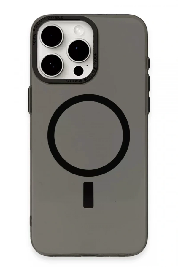 Apple iPhone 15 Pro Kılıf Anka PC Magneticsafe Sert Metal Kapak - Siyah