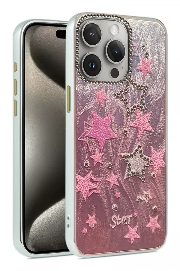 Apple iPhone 15 Pro Kılıf Blade Aynalı Desenli Kapak - Desen 7