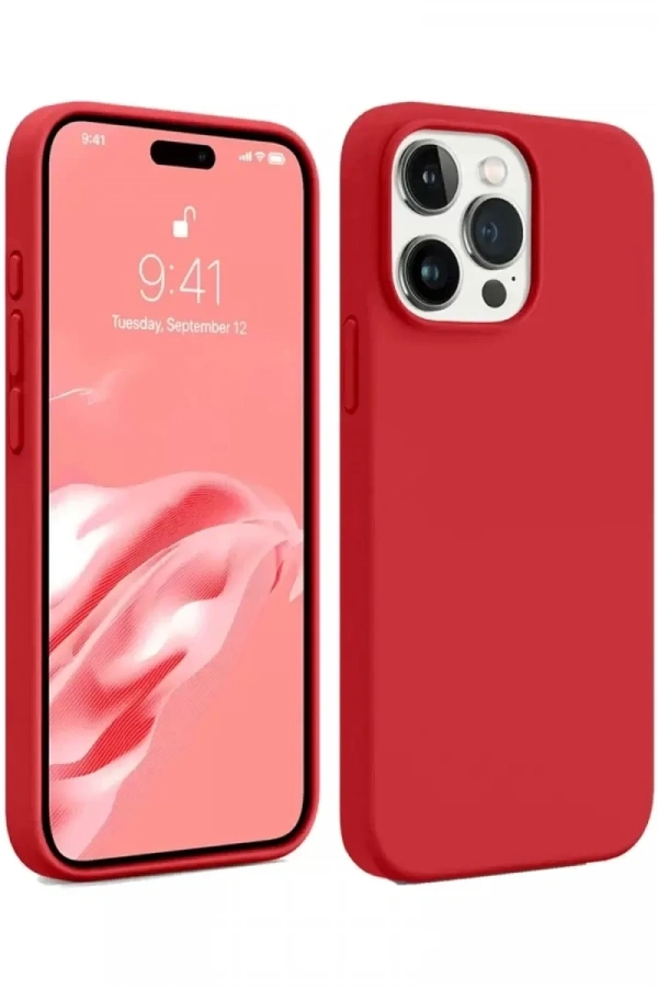 Apple iPhone 15 Pro Kılıf First Silikon - Kırmızı