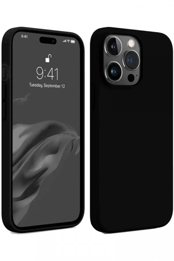 Apple iPhone 15 Pro Kılıf First Silikon - Siyah
