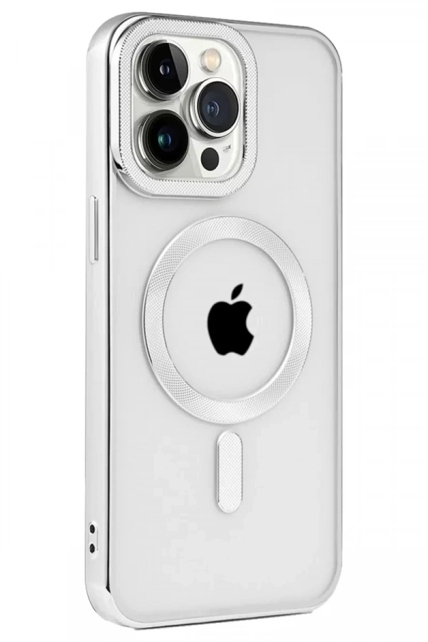 Apple iPhone 15 Pro Kılıf Kronos Magsafe Kapak - Gümüş