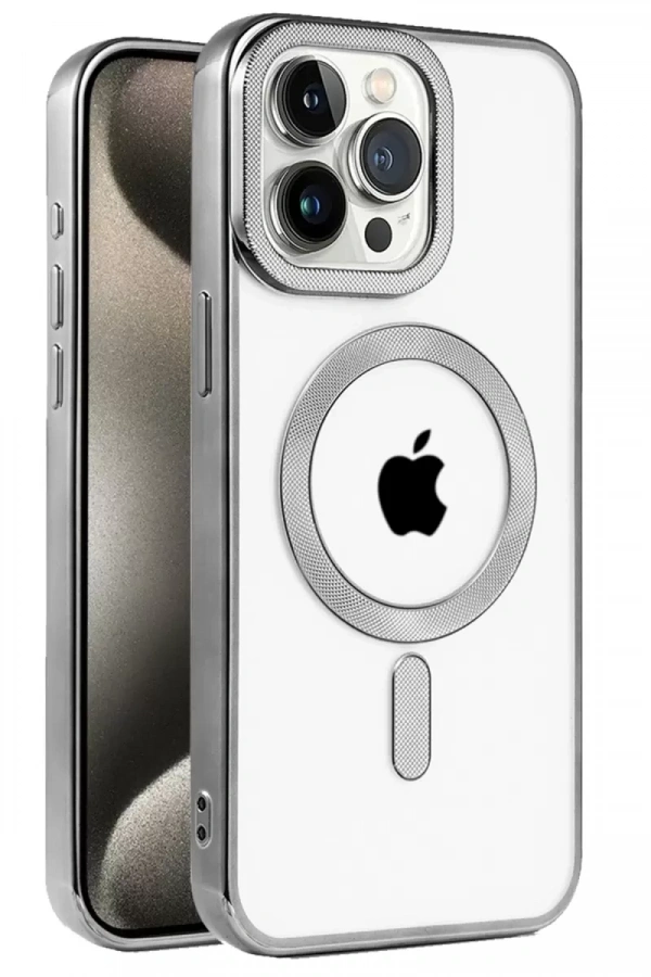 Apple iPhone 15 Pro Kılıf Kronos Magsafe Kapak - Titanyum Gri