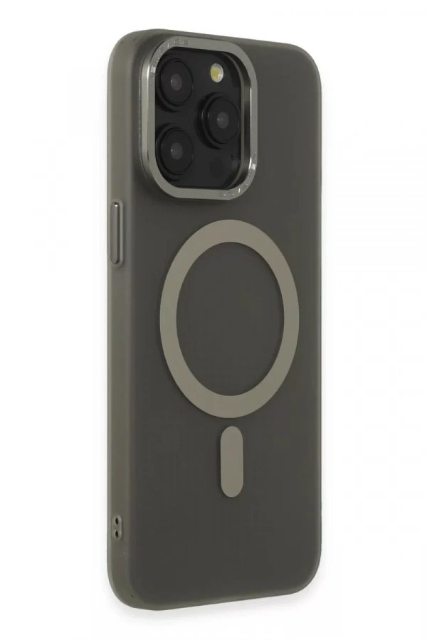 Apple iPhone 15 Pro Kılıf Lodos Magneticsafe Mat Kapak - Titan Gri